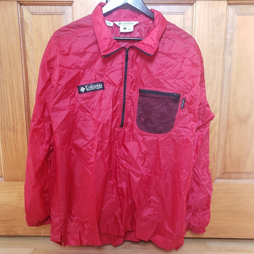 Columbia Red Half zip Windbreaker Packable Water Resistant Lightweight Men's L